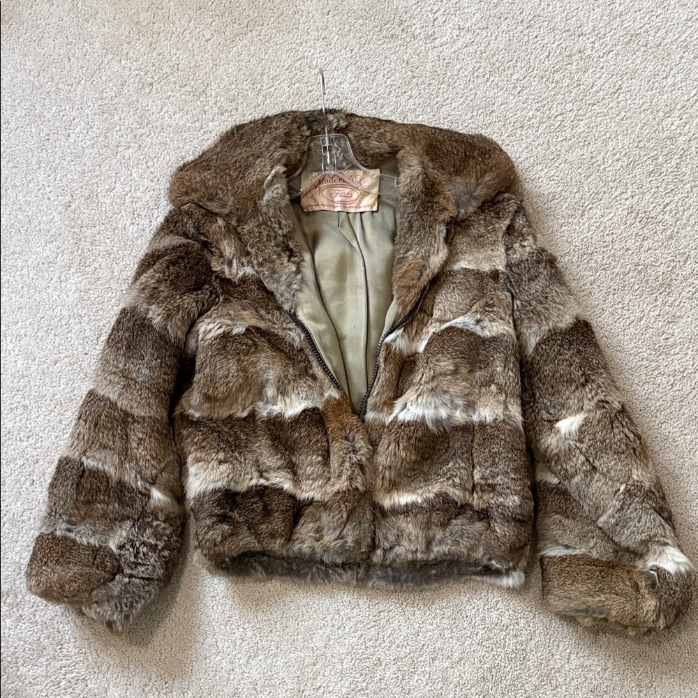 Elegant Brown Real Rabbit Fur Teddy Jacket